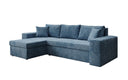 Canapé d’angle design Denver en Côtelé avec fonction couchage et rabattable