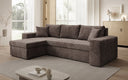 Canapé d’angle design Denver en Côtelé avec fonction couchage et rabattable