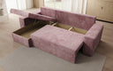 Canapé d’angle design Denver en Côtelé avec fonction couchage et rabattable