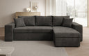 Canapé d’angle design Denver en Côtelé avec fonction couchage et rabattable