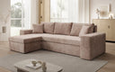 Canapé d’angle design Denver en Côtelé avec fonction couchage et rabattable