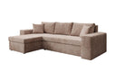 Canapé d’angle design Denver en Côtelé avec fonction couchage et rabattable