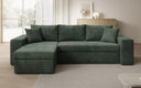Canapé d’angle design Denver en Côtelé avec fonction couchage et rabattable