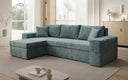 Canapé d’angle design Denver en Côtelé avec fonction couchage et rabattable