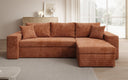 Canapé d’angle design Denver en Côtelé avec fonction couchage et rabattable