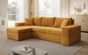Canapé d’angle design Denver en Côtelé avec fonction couchage et rabattable