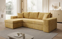 Canapé d’angle design Denver en Côtelé avec fonction couchage et rabattable
