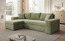 Canapé d’angle design Denver en Côtelé avec fonction couchage et rabattable