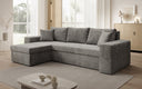 Canapé d’angle design Denver en Côtelé avec fonction couchage et rabattable