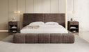 Designer gestoffeerd bed Elise in Ribstof met opbergruimte
