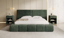 Designer gestoffeerd bed Elise in Ribstof met opbergruimte