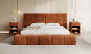 Designer gestoffeerd bed Elise in Ribstof met opbergruimte