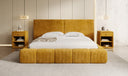 Designer gestoffeerd bed Elise in Ribstof met opbergruimte
