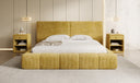 Designer gestoffeerd bed Elise in Ribstof met opbergruimte