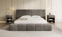 Designer gestoffeerd bed Elise in Ribstof met opbergruimte