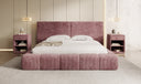 Designer gestoffeerd bed Elise in Ribstof met opbergruimte