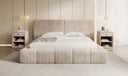 Designer gestoffeerd bed Elise in Ribstof met opbergruimte