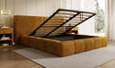 Designer gestoffeerd bed Elise in Ribstof met opbergruimte