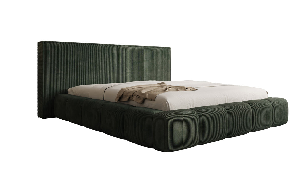 Designer gestoffeerd bed Elise in Ribstof met opbergruimte