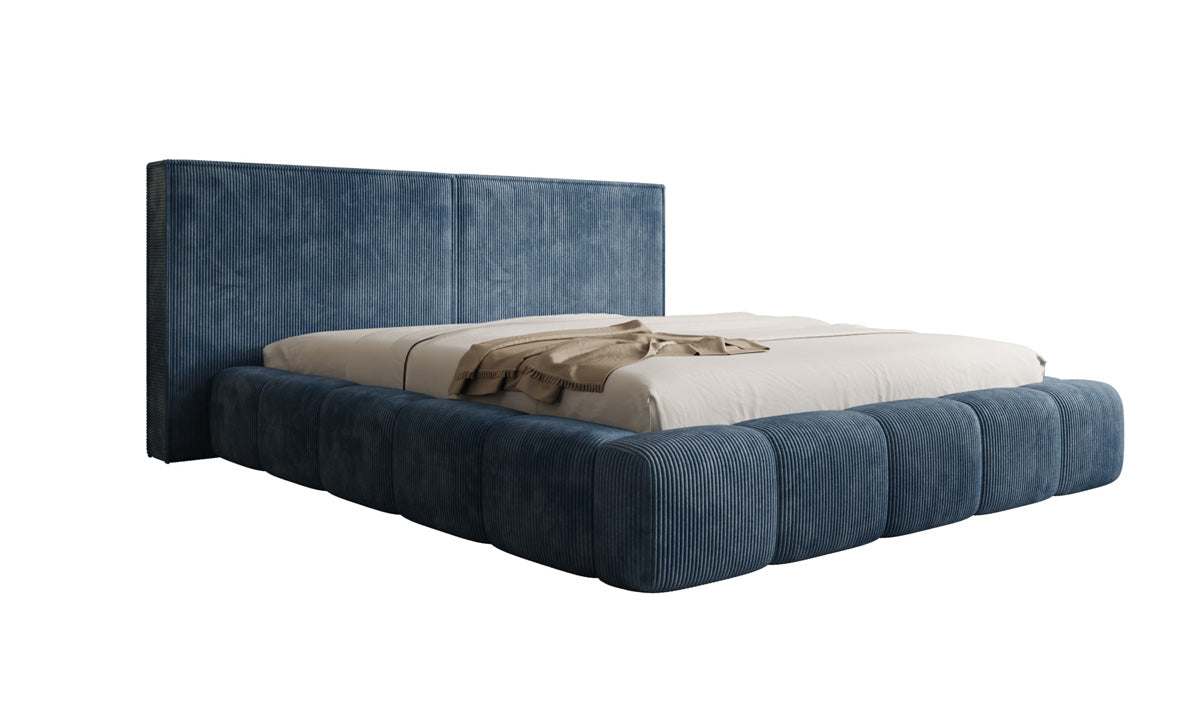 Designer gestoffeerd bed Elise in Ribstof met opbergruimte