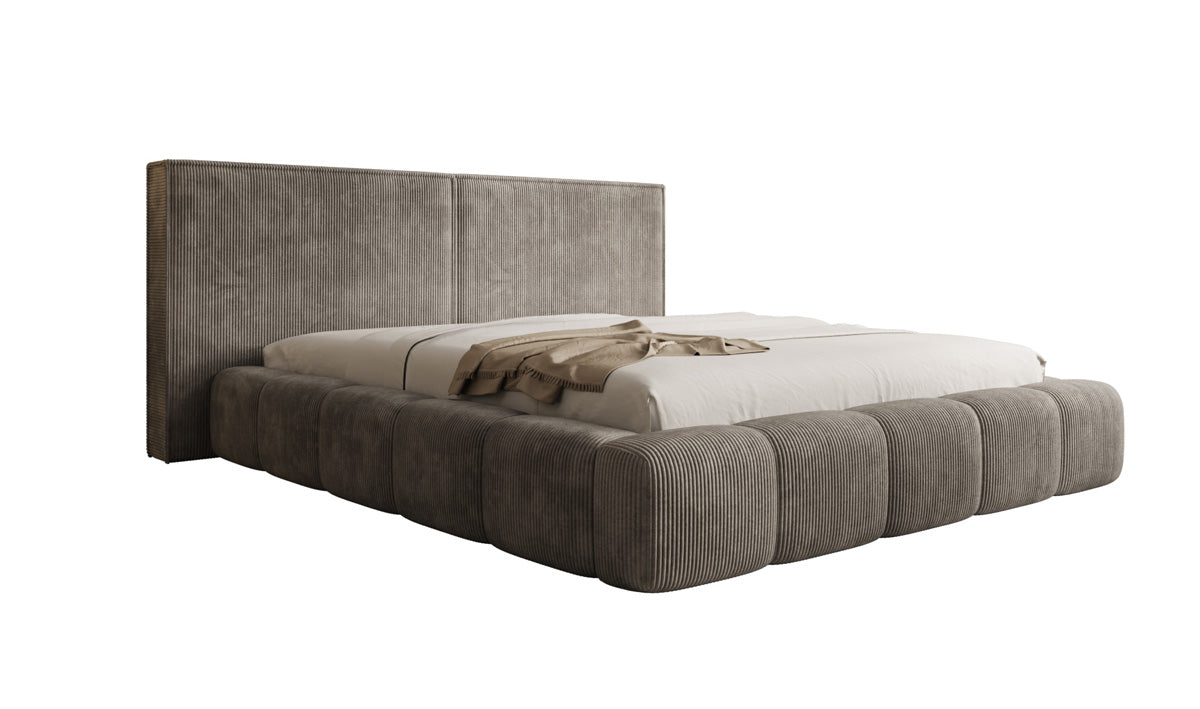 Designer gestoffeerd bed Elise in Ribstof met opbergruimte