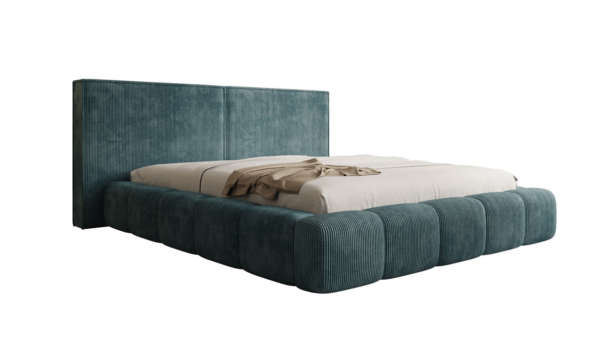 Designer gestoffeerd bed Elise in Ribstof met opbergruimte