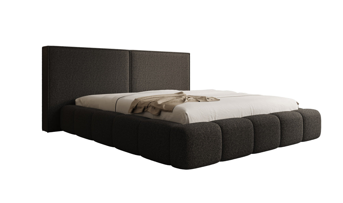 Designer gestoffeerd bed Elise in Teddystof Bouclé met opbergruimte