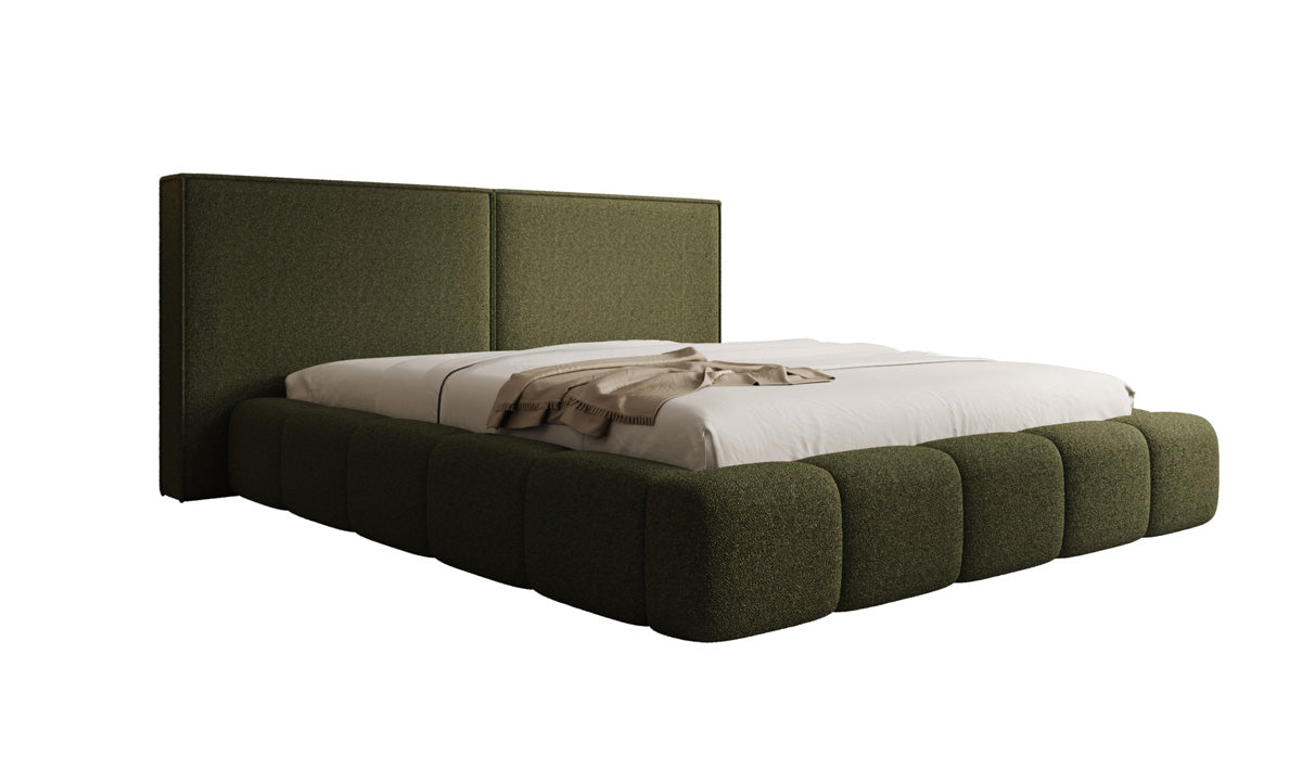 Designer gestoffeerd bed Elise in Teddystof Bouclé met opbergruimte