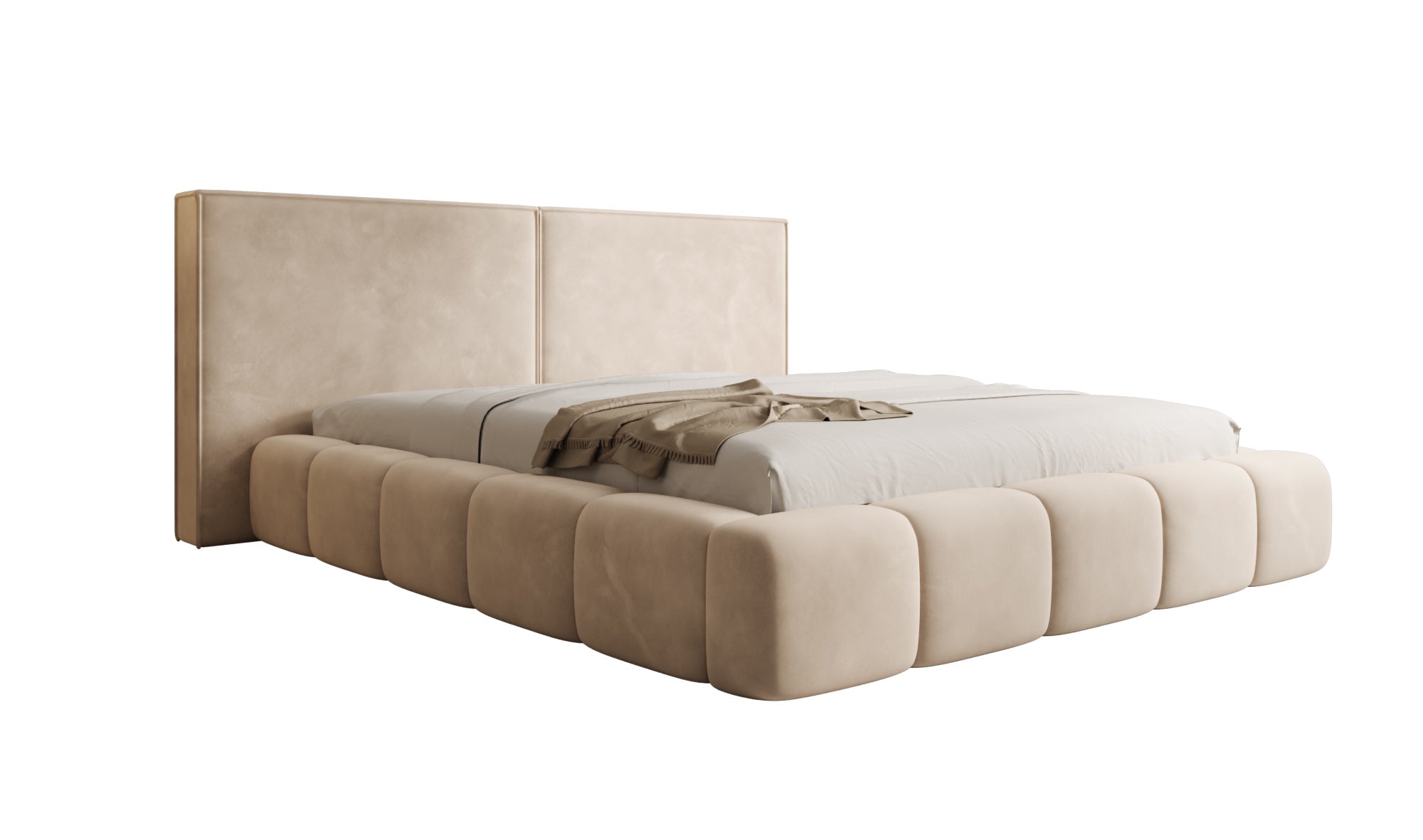 Design gestoffeerd bed Elise in Fluweel met opbergruimte
