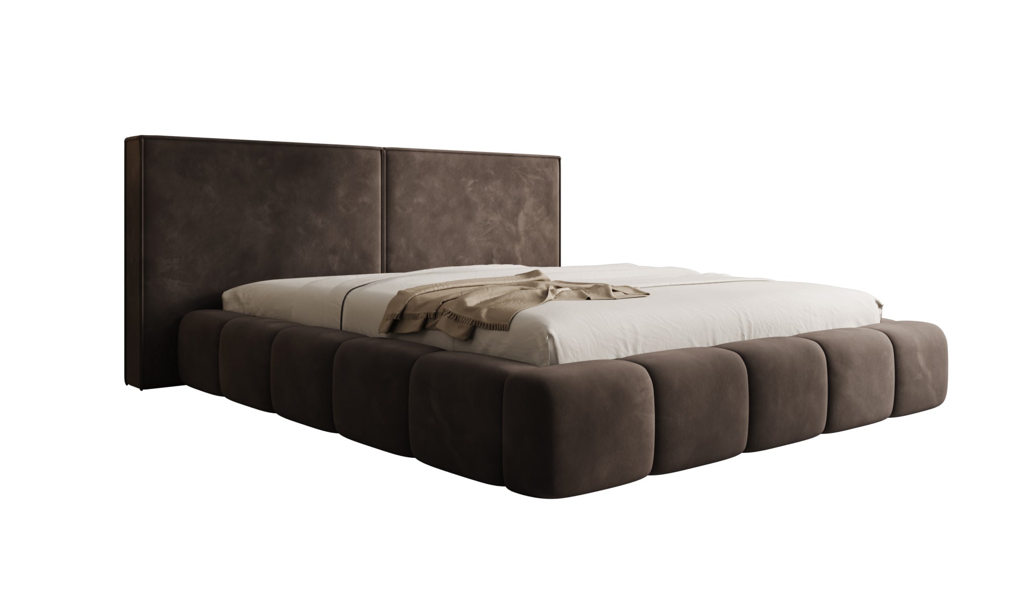 Design gestoffeerd bed Elise in Fluweel met opbergruimte