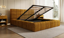Designer gestoffeerd bed Marshmallow in Ribstof met opbergruimte