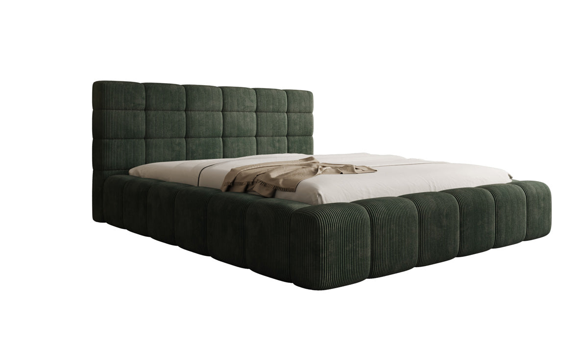 Designer gestoffeerd bed Marshmallow in Ribstof met opbergruimte