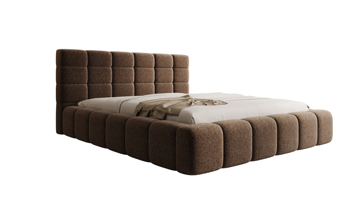 Designer gestoffeerd bed Marshmallow in structuurstof met opbergruimte