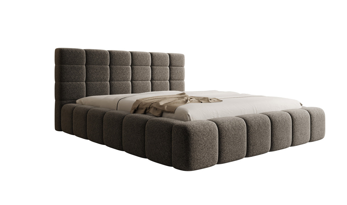 Designer gestoffeerd bed Marshmallow in structuurstof met opbergruimte