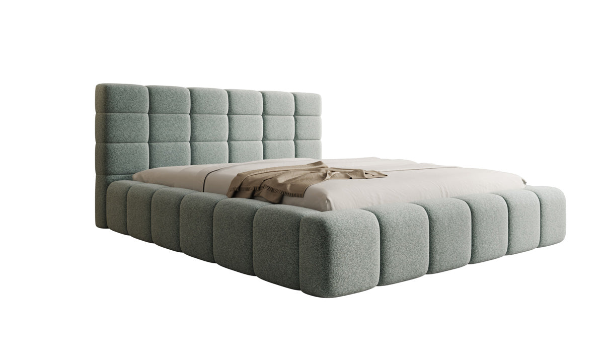 Designer gestoffeerd bed Marshmallow in structuurstof met opbergruimte
