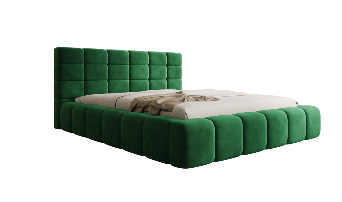 Designer gestoffeerd bed Marshmallow in Fluweel met opbergruimte