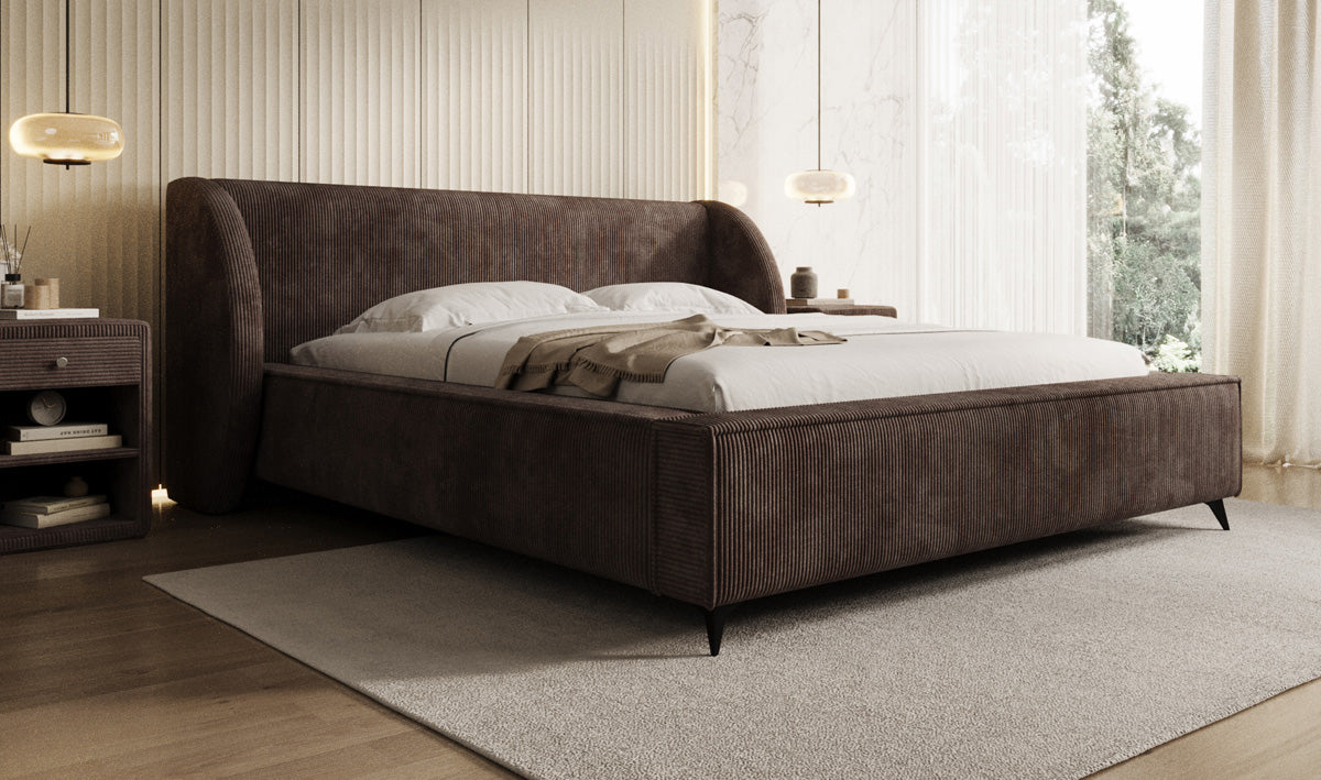 Designer Polsterbett Freya Cord mit Stauraum