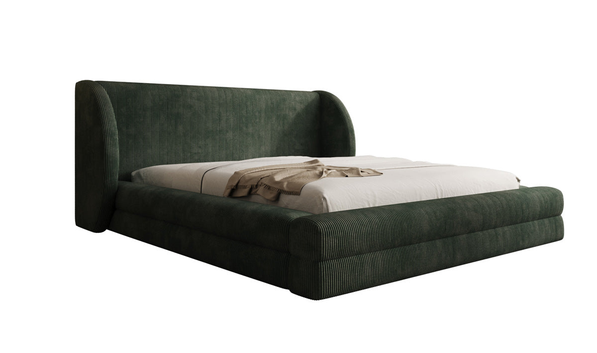 Lit rembourré design Liv en Côtelé avec espace de rangement