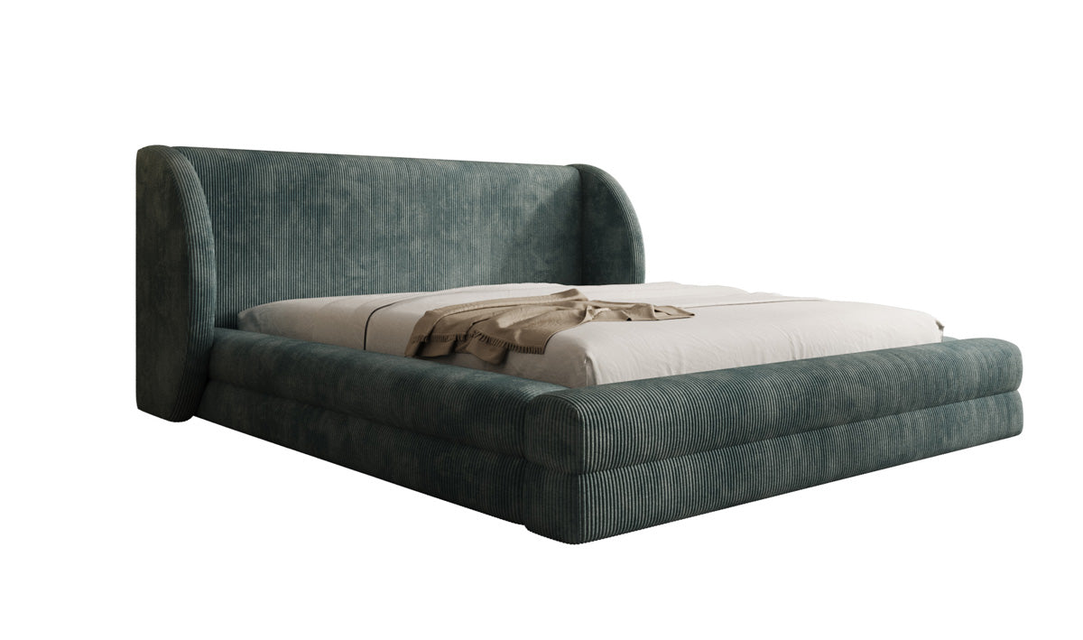 Lit rembourré design Liv en Côtelé avec espace de rangement