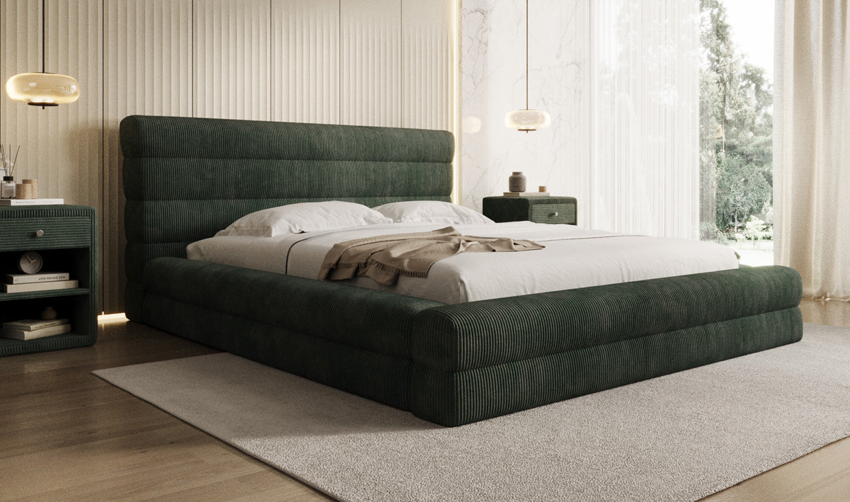 Design gestoffeerd bed Maren Ribstof met opbergruimte