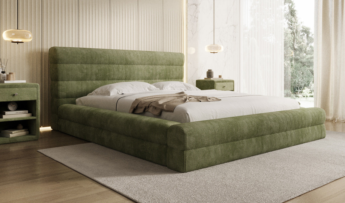 Design gestoffeerd bed Maren Ribstof met opbergruimte