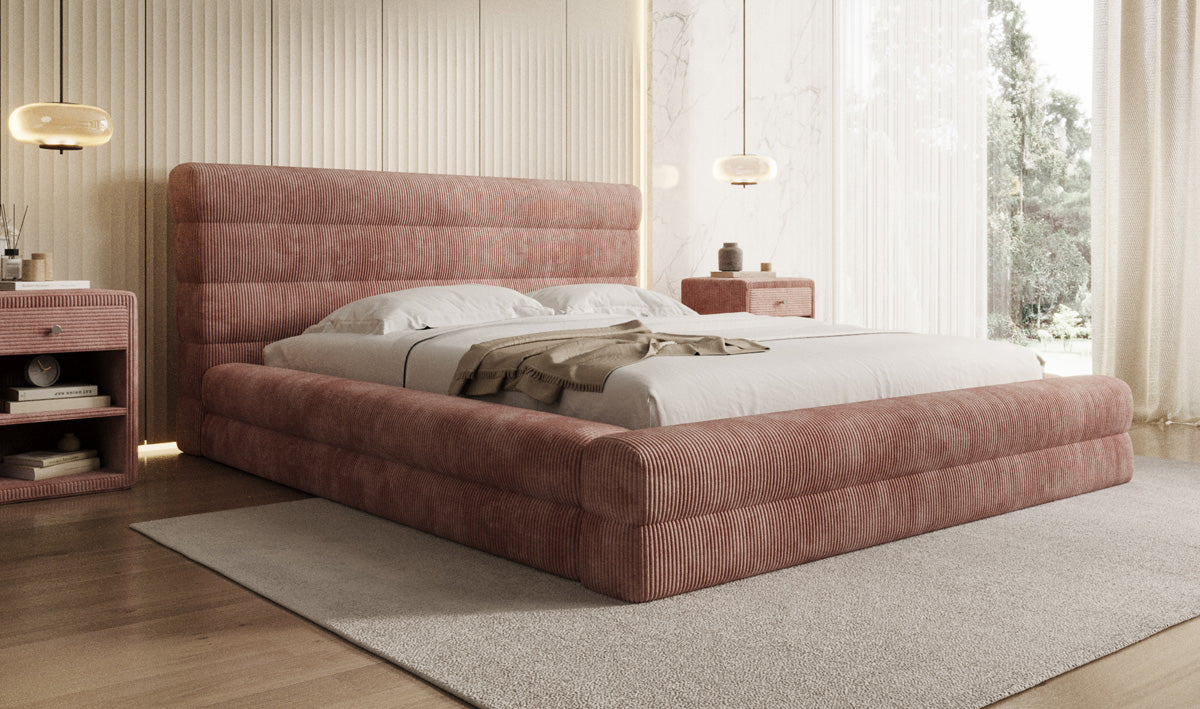 Design gestoffeerd bed Maren Ribstof met opbergruimte