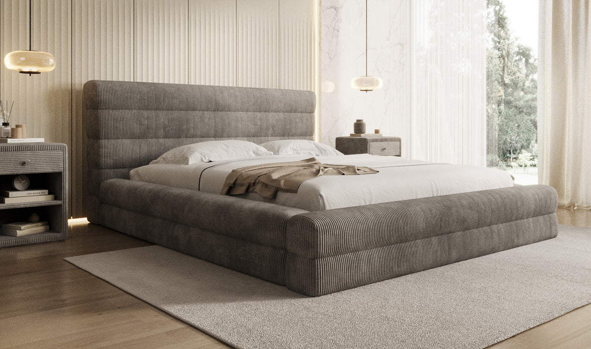 Design gestoffeerd bed Maren Ribstof met opbergruimte