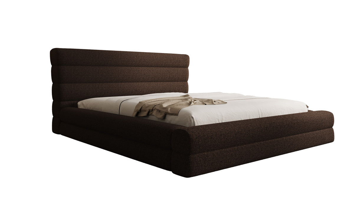 Design gestoffeerd bed Maren in Teddystof Bouclé met opbergruimte