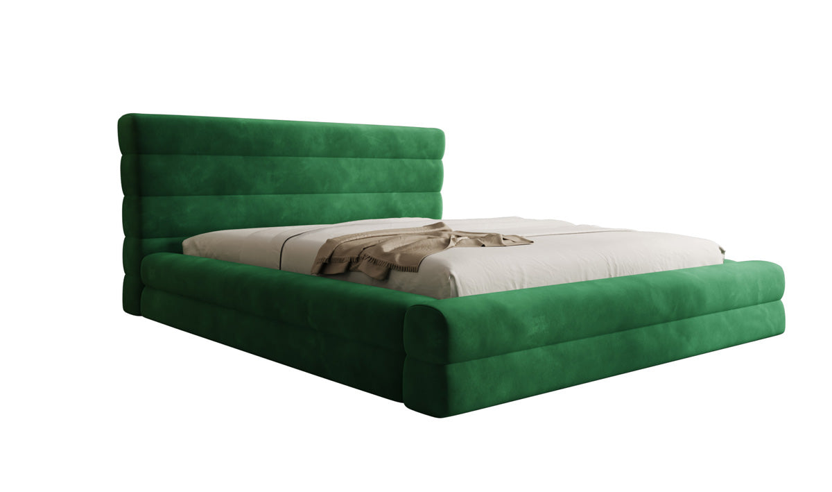 Designer gestoffeerd bed Maren in Fluweel met opbergruimte