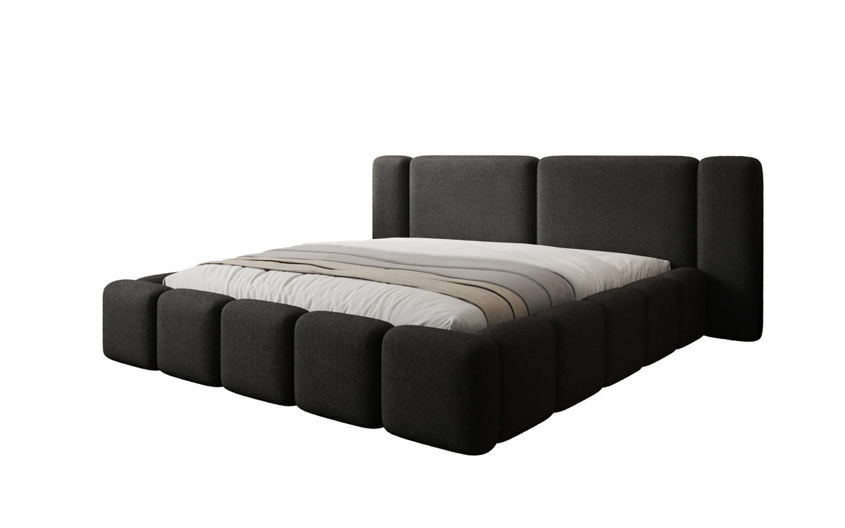 Designer gestoffeerd bed Bianca in Teddystof Bouclé met opbergruimte