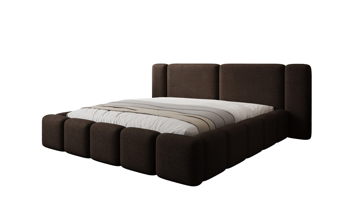 Designer gestoffeerd bed Bianca in Teddystof Bouclé met opbergruimte