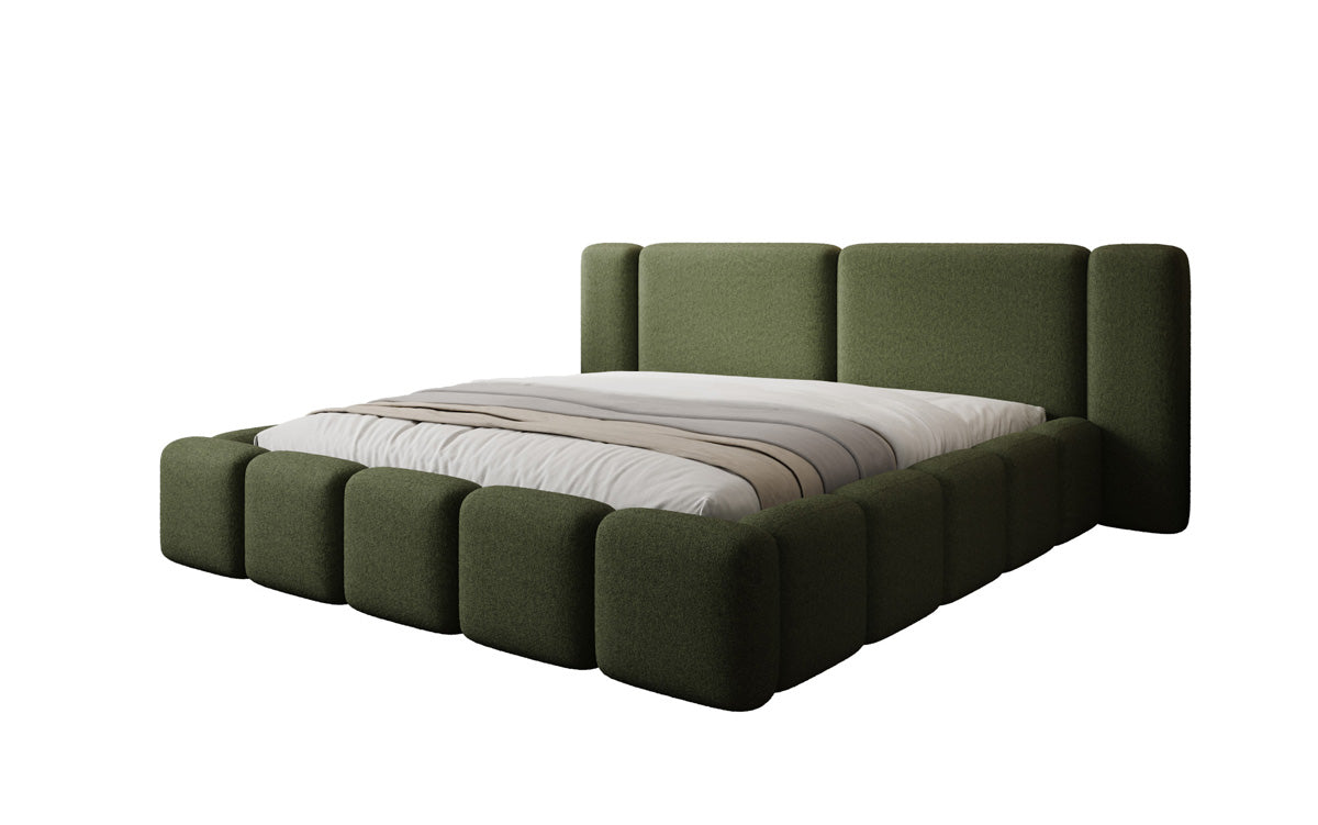 Designer gestoffeerd bed Bianca in Teddystof Bouclé met opbergruimte