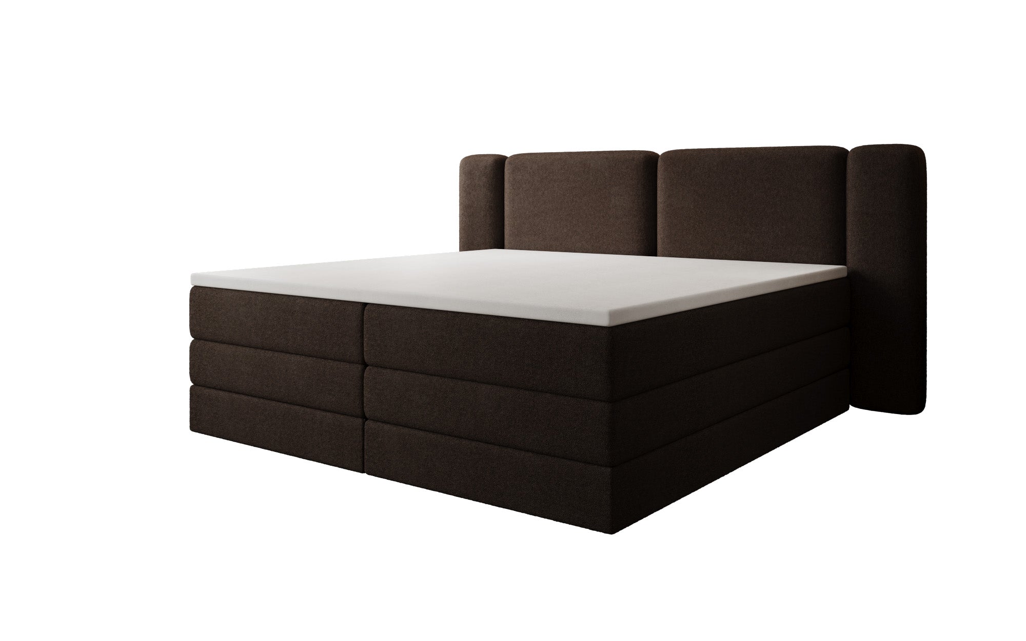 Boxspringbed Leni met opklapbare opbergruimte in Teddystof Bouclé