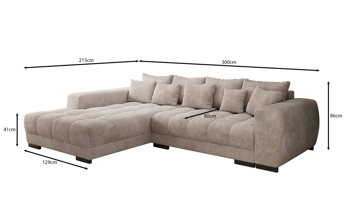 Canapé design Balu avec fonction couchage et espace de rangement en Côtelé